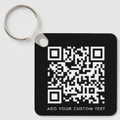 QR-code | Jouw tekst Black Modern minimalist Sleutelhanger (Voorkant)