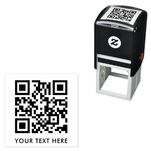 QR Code Jouw tekst Clean Eenvoudig Modern Minimali Zelfinktende Stempel (In situ)