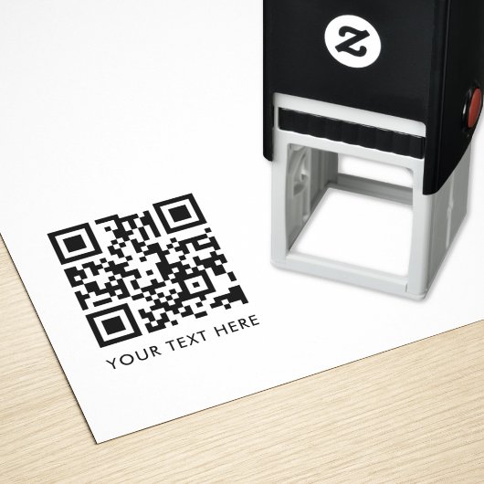 QR Code Jouw tekst Clean Eenvoudig Modern Minimali Zelfinktende Stempel