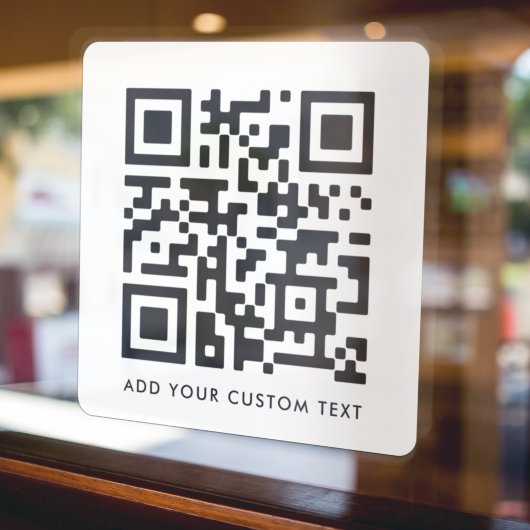QR-code | Jouw tekst Modern Minimalist Simple Whit Raamsticker