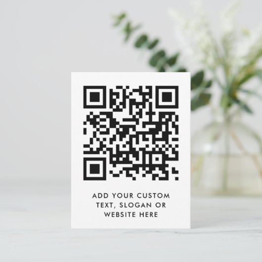 QR-code | Jouw tekst Modern minimalistisch eenvoud Briefkaart (Staand voorkant)