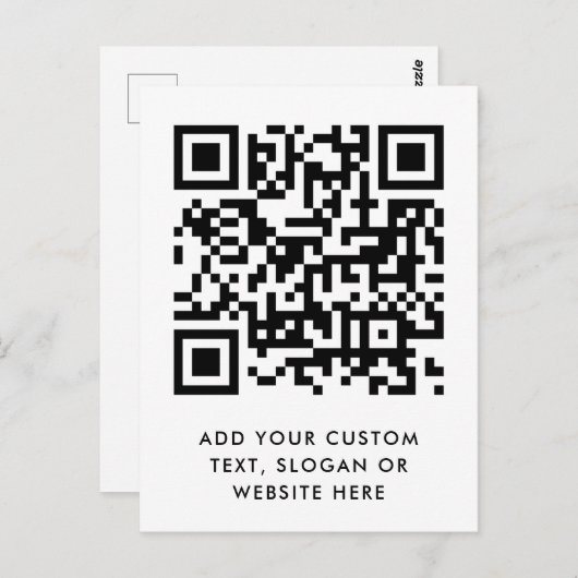 QR-code | Jouw tekst Modern minimalistisch eenvoud Briefkaart (Voorkant / Achterkant)