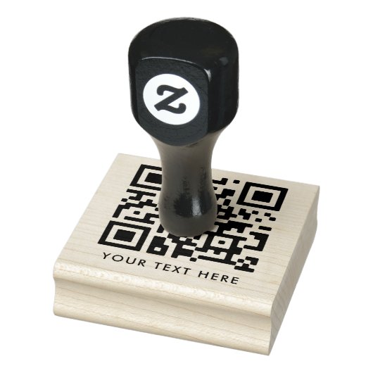 QR-code | Jouw tekst Modern minimalistisch eenvoud Rubberstempel (Stempel)