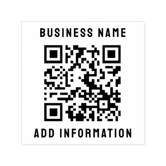 QR-code | Jouw tekst Modern minimalistisch eenvoud Zelfinktende Stempel (Design)