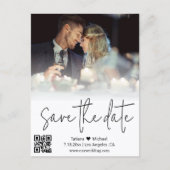 qr code kalligrafie koppel foto save the date aankondigingskaart (Voorkant)