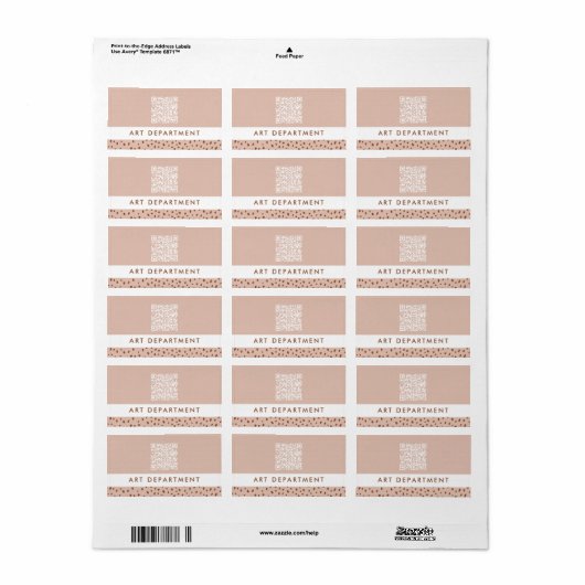 QR CODE kantoor afdeling beige & bruine boho stipp Etiket (Full Sheet)