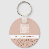 QR CODE kantoor afdeling beige & bruine boho stipp Sleutelhanger (Voorkant)