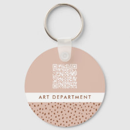 QR CODE kantoor afdeling beige & bruine boho stipp Sleutelhanger