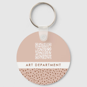 QR CODE kantoor afdeling beige & bruine boho stipp Sleutelhanger