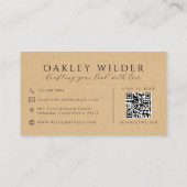 QR Code Kapper Beige Nep Linnen Visitekaartje (Achterkant)