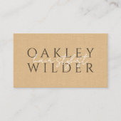QR Code Kapper Beige Nep Linnen Visitekaartje (Voorkant)