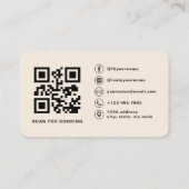 QR Code Kapper Beige Neutrale Typografie Visitekaartje (Achterkant)