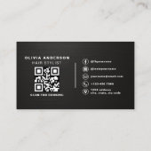 QR Code Kapper Metal Typografie  Visitekaartje (Achterkant)