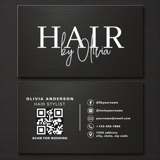QR Code Kapper Metal Typografie  Visitekaartje