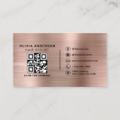 QR Code Kapper Rose Goud Nep Metalen Visitekaartje (Achterkant)