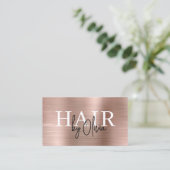 QR Code Kapper Rose Goud Nep Metalen Visitekaartje (Staand voorkant)