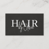QR Code Kapper Zwart Linnen Typografie  Visitekaartje (Voorkant)