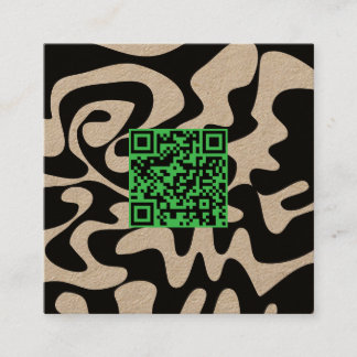 QR Code Kelly Green Retro Groovy Squiggles Kraft Vierkante Visitekaartje
