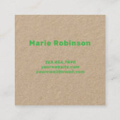 QR Code Kelly Green Retro Groovy Squiggles Kraft Vierkante Visitekaartje (Achterkant)