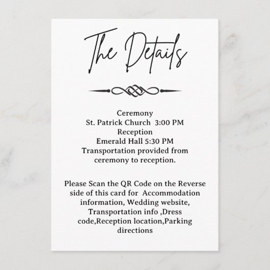 QR-code Keltische Knoopwerk Pijlsymbool Trouwdetai Informatiekaartje (Voorkant)
