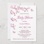QR-code | Kersenbloesem | BABY SHOWER Kaart (Voorkant)