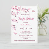 QR-code | Kersenbloesem | BABY SHOWER Kaart (Staand voorkant)