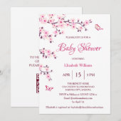 QR-code | Kersenbloesem | BABY SHOWER Kaart (Voorkant / Achterkant)