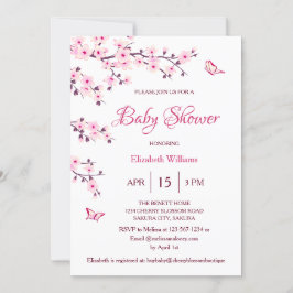 QR-code | Kersenbloesem | BABY SHOWER Kaart