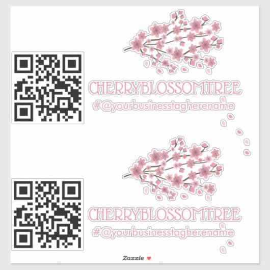 QR Code Kersenbloesem Bedrijfsnaam Auto Sticker (Vel)