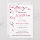 QR-code | Kersenbloesem | Meisje Baby shower Kaart (Voorkant)