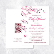 QR-code | Kersenbloesem | Meisje Baby shower