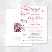 QR-code | Kersenbloesem | Meisje Baby shower Kaart