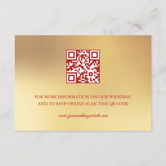 QR-code | Kersenbloesem rood goud Chinese bruiloft Informatiekaartje (Achterkant)