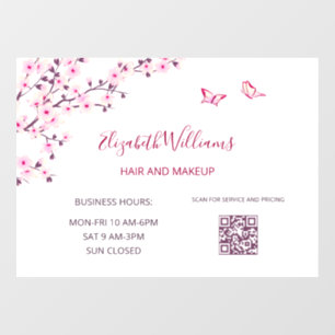 QR Code   Kersenbloesem Roze Wit  Raamsticker