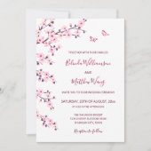 QR Code | Kersenbloesem Roze Witte Trouw Kaart (Voorkant)
