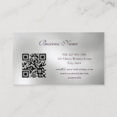 QR Code | Kersenbloesem Roze Zilver Visitekaartje (Achterkant)