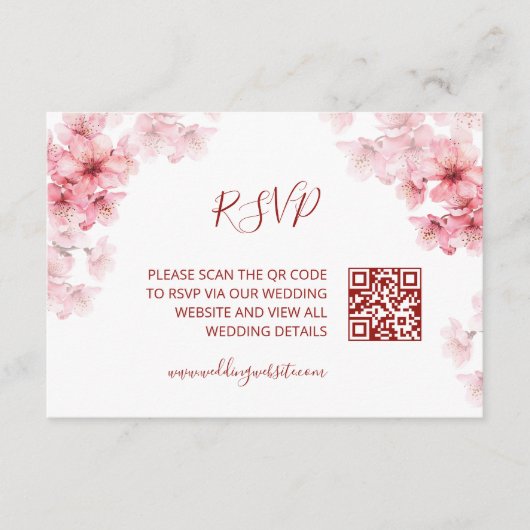 QR-code | Kersenbloesem RSVP Informatiekaartje (Voorkant)