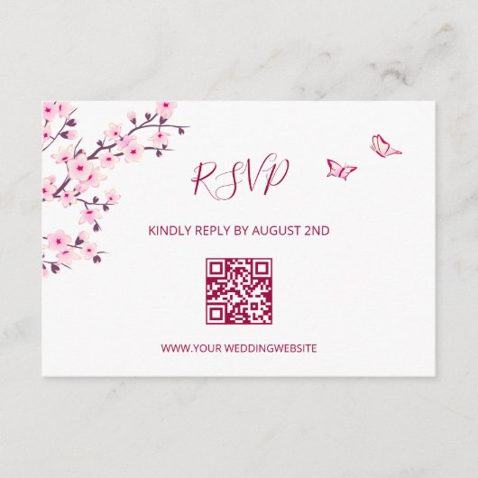 QR-code | Kersenbloesem RSVP Informatiekaartje (Voorkant)