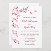 QR-code | Kersenbloesems roze witte bruiloft Kaart (Voorkant / Achterkant)