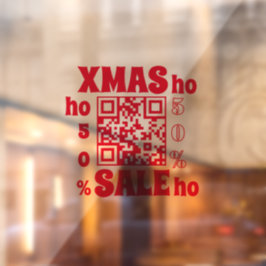 QR Code KERST UITVERKOOP ho ho ho 50%   Raamsticker