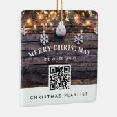 QR-code kerstmuziek afspeellijst Modern Rustisch Keramisch Ornament (Rechts)