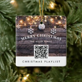 QR-code kerstmuziek afspeellijst Modern Rustisch Keramisch Ornament