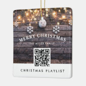 QR-code kerstmuziek afspeellijst Modern Rustisch Keramisch Ornament (Links)