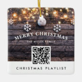 QR-code kerstmuziek afspeellijst Modern Rustisch Keramisch Ornament (Voorkant)