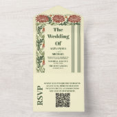 QR Code Klassieke Art Nouveau bruiloft All In One Uitnodiging (Binnen)