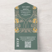 QR Code Klassieke Art Nouveau bruiloft All In One Uitnodiging (Binnen)