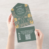 QR Code Klassieke Art Nouveau Huwelijk All In One Uitnodiging (Afscheurbaar)