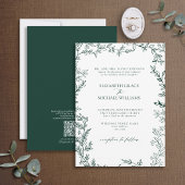 QR-code Klassieke formele maragale groene bruiloft Kaart