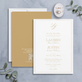 QR Code Klassieke Gouden Schrift Monogram Bruiloft Kaart