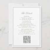 QR-code klassieke wapen monogram saliegroen bruilo Kaart (Achterkant)